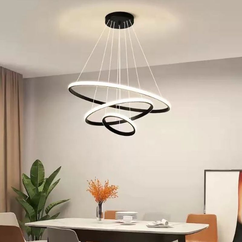 Lineare Metallleuchterleuchten moderner 3-Licht-Kronleuchter-Beleuchtungskörper in Schwarz