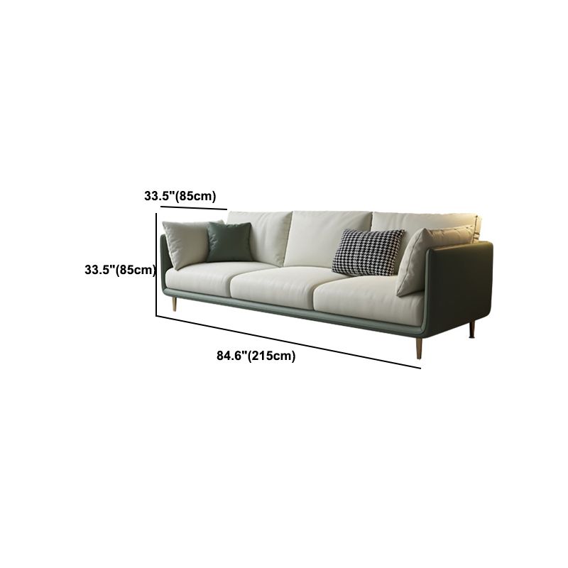 Square Arm Contemporary Standard Faux Leather Sofa Couch with Pillows