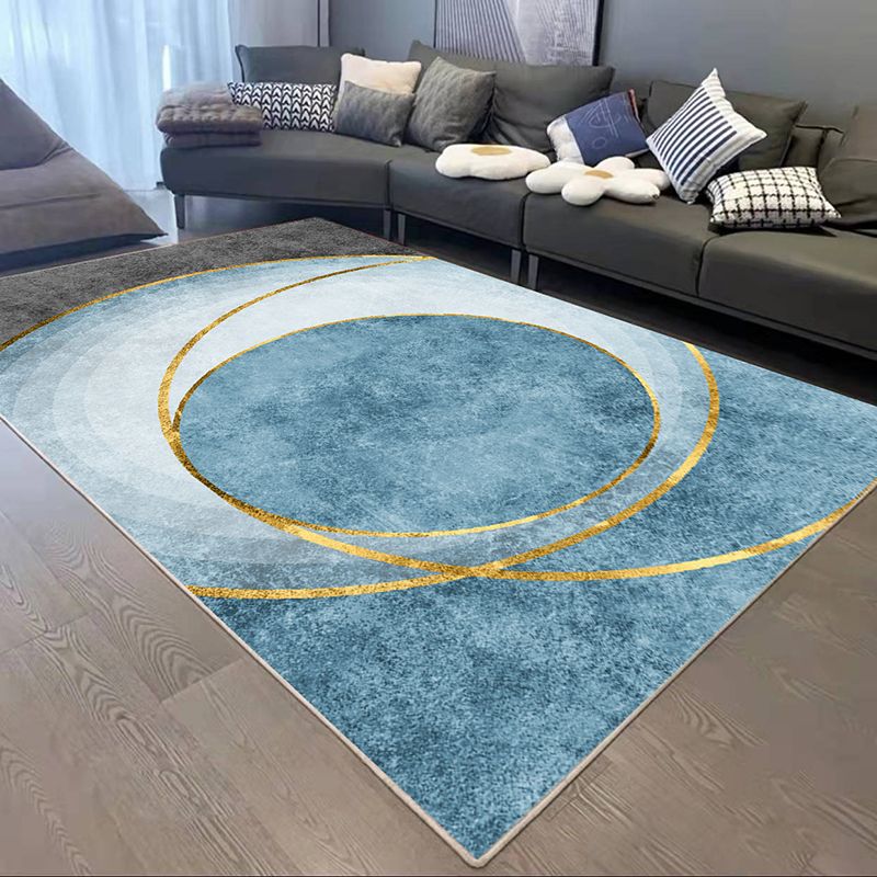 Contemporary Geometry Print Rug Polyester Carpet Stain Resistant  Area Rug for Living Room