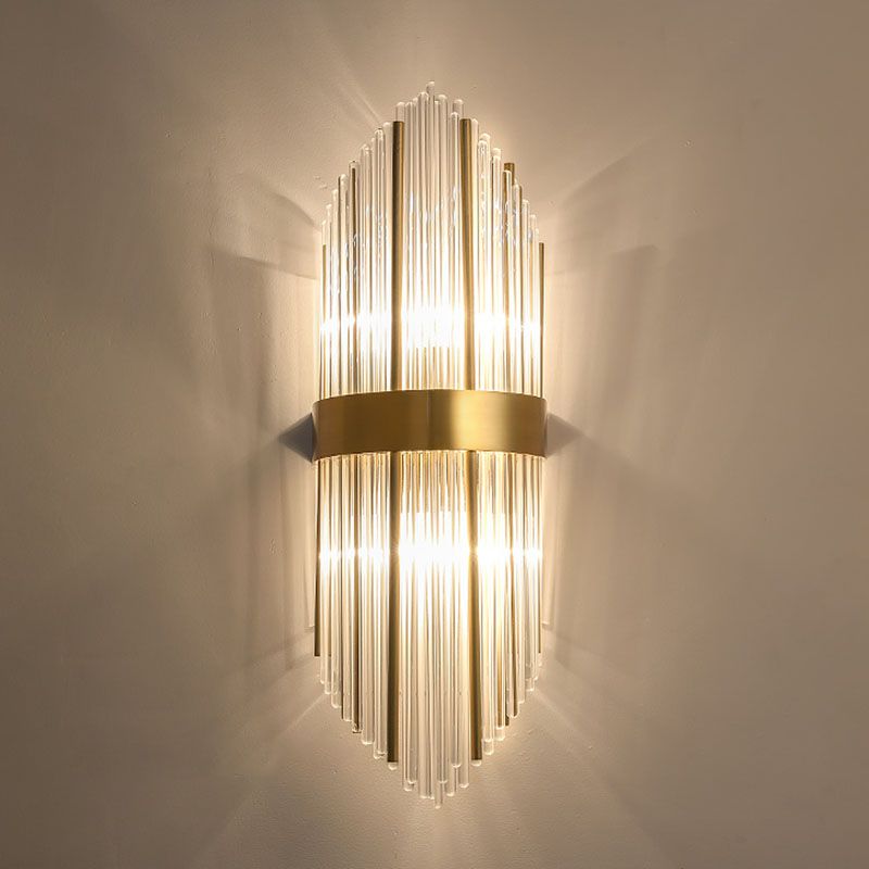 Curved Wave Wall Mounted Lamp Modern Style Fluted Crystal 2-Lights Sconce Lights in Black and Brass