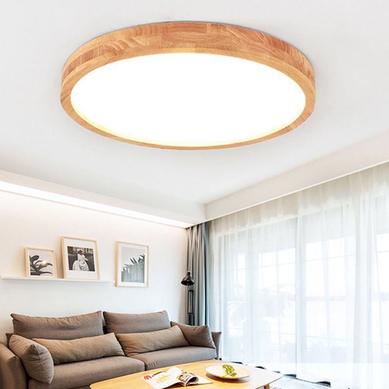 Lámpara de techo circular de montaje empotrado con arte en madera para sala de reuniones de oficina