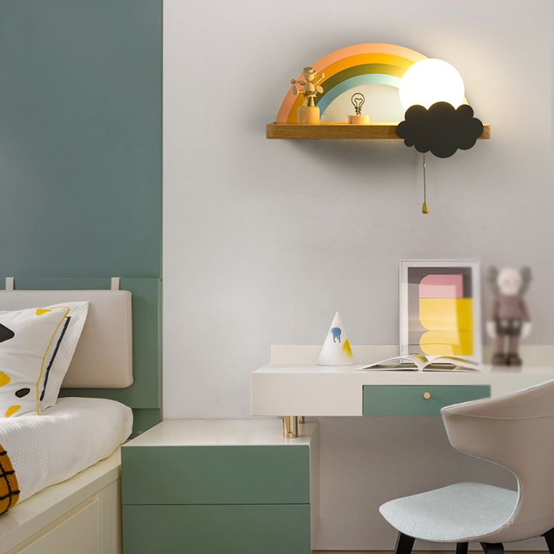 1-Licht-Glaswandbeleuchtung Kinderstil Ballform Wandmontage Leuchte in Weiß