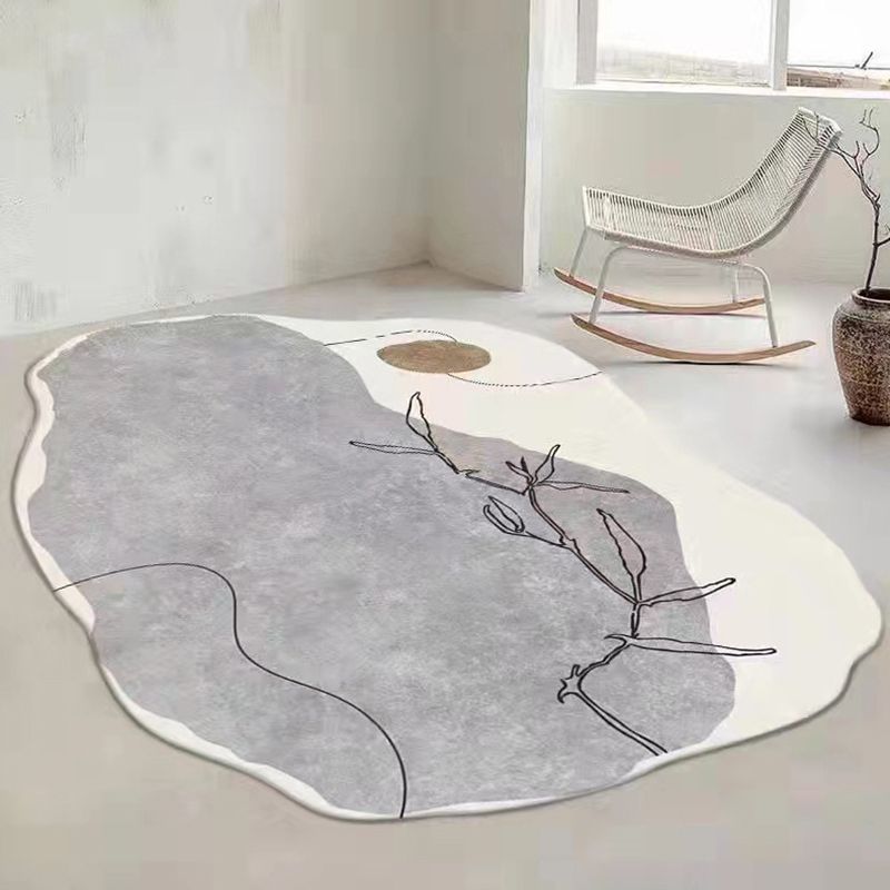 White Casual Rug Polyester Color Lump Rug Washable Rug for Drawing Room