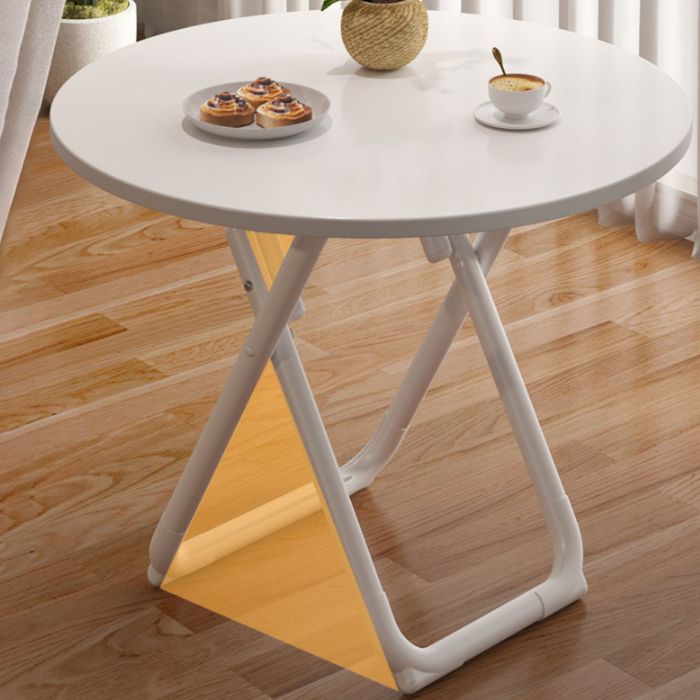 Modern Folding Dining Table Wooden Tabletop with Metal Base for Home