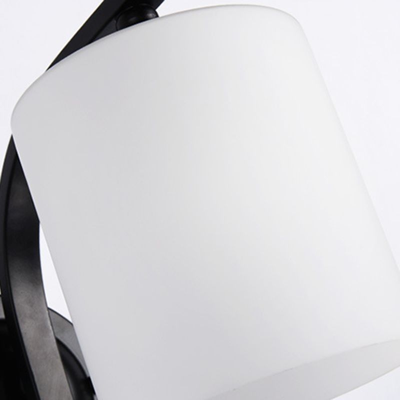 Cylinder White Glass Wall Mount Lamp 1-Light Vintage Wall Lighting Fixture for Bedroom