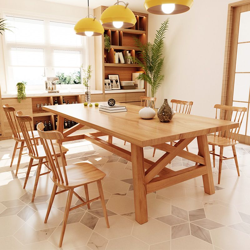 Modern 1/2/7 Pieces Rectangle Dining Set Solid Wood Dining Table with Wooden Chairs