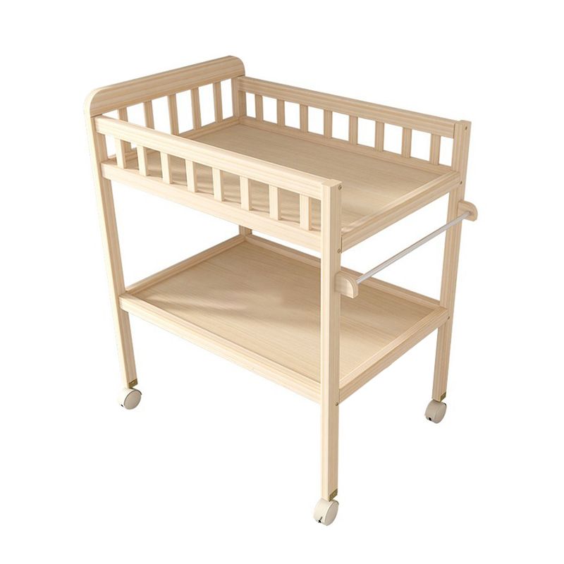 Wooden Shelf Baby Changing Table with Pad, Flat Top 2-in-1 Changing Table with Storage