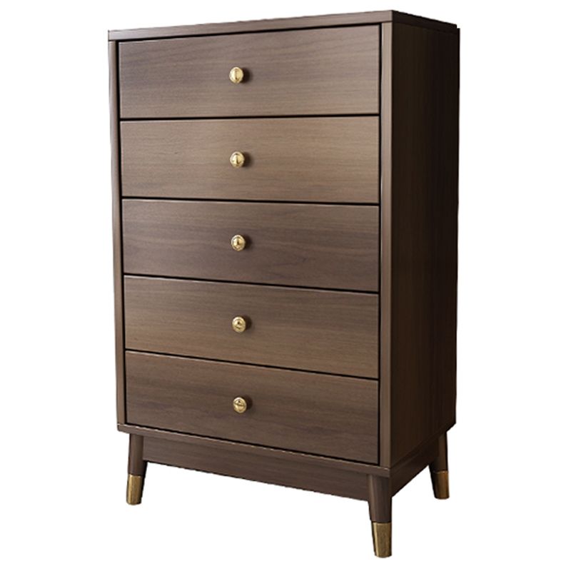 Glam Wooden Vertical Storage Chest Bedroom Chest with Drawers