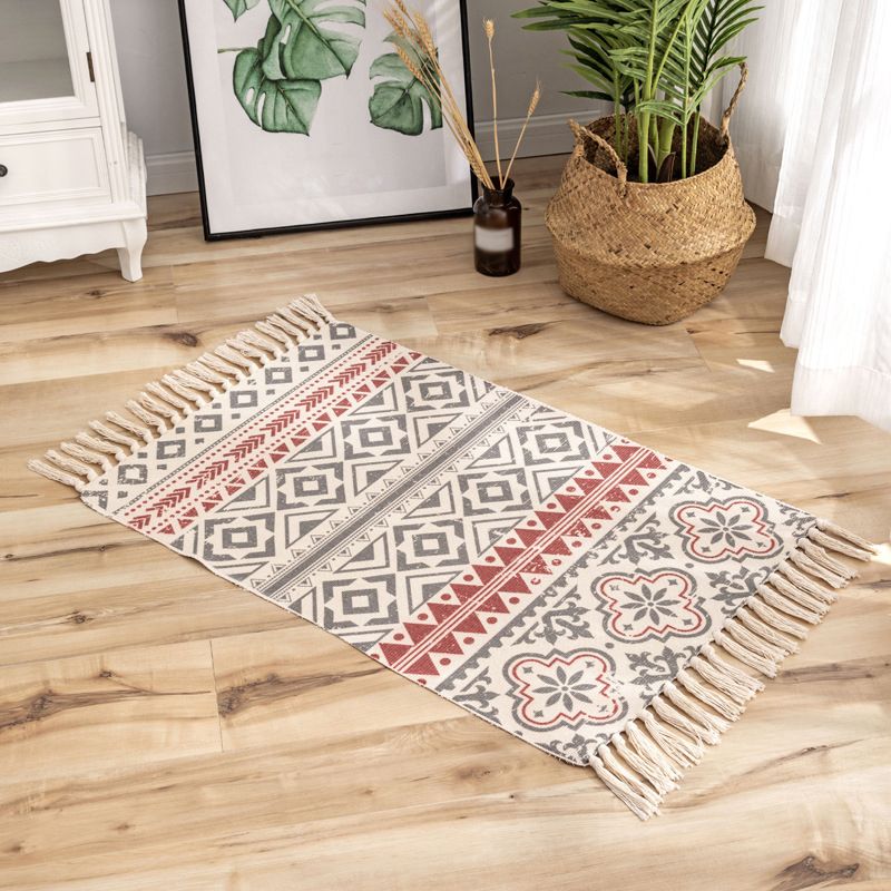 Bohemian Solid Fringe Carpet Indoor Rug Friendly Rug for Home Decoration