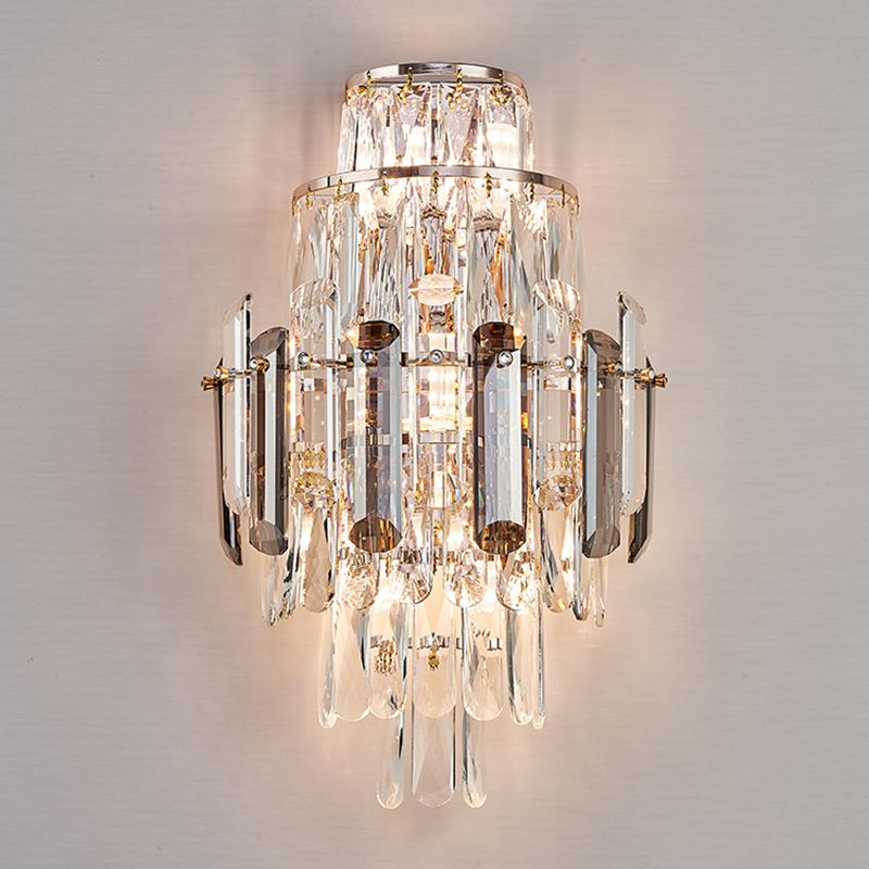 Crystal Geometric Shape Wall Sconces Modern Multi Lights Wall Mount Light Fixture in Gold