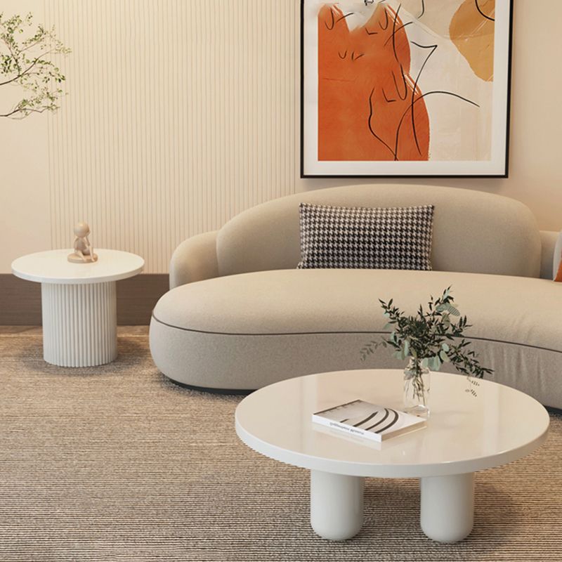 Contemporary Round Coffee Table Set Pedestal Wood Cocktail Table