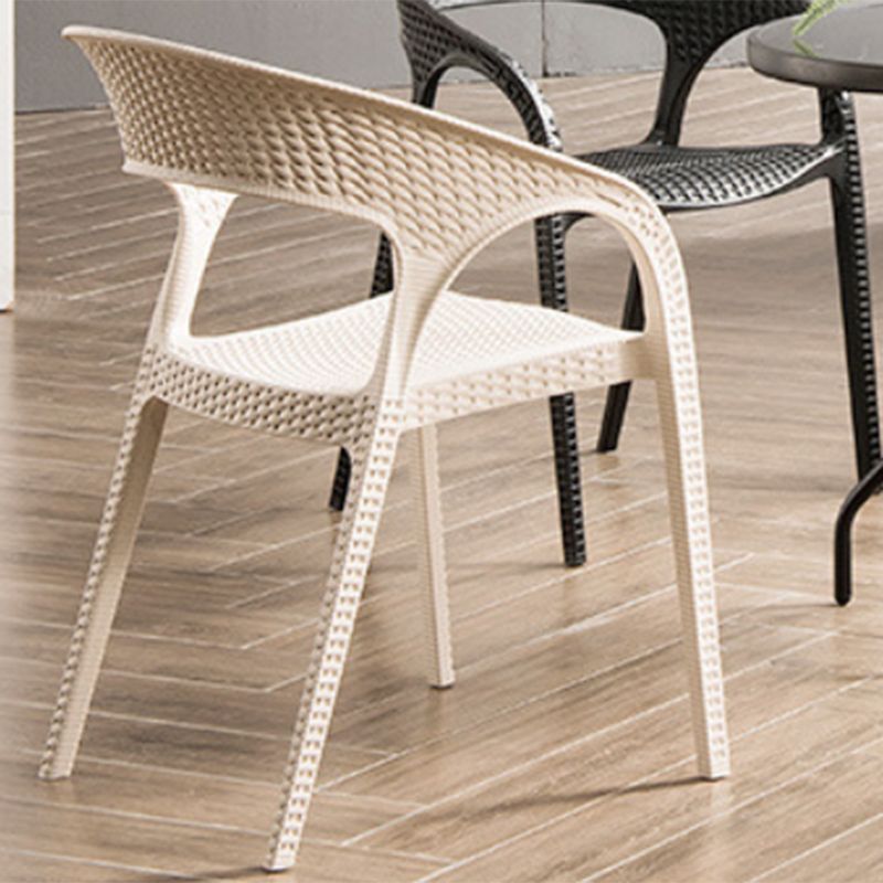 Contemporary Open Back Dining Chair Plastic Stackable Dining Arm Chair