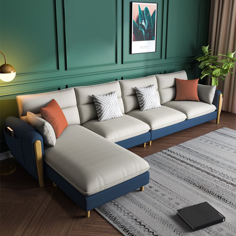 Round Arm Sectional Sofa with Storage Faux Leather Sectional Ottoman Included