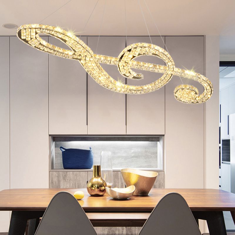 Contemporary Pendant Lights Note Shape Island Lights Crystal 2 Light for Kitchen Island