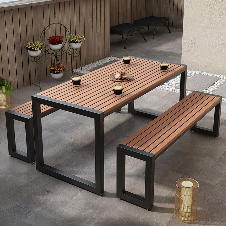 Modern 1/3/5 Pieces Dining Set Rectangle Wood Dining Table for Courtyard