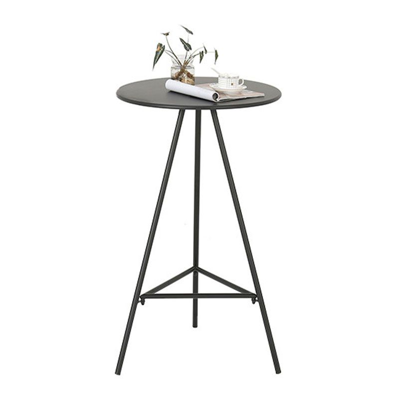 Round Indoor Industrial Bar Dining Table Iron Tripod Pedestal Bistro Table with Footrest