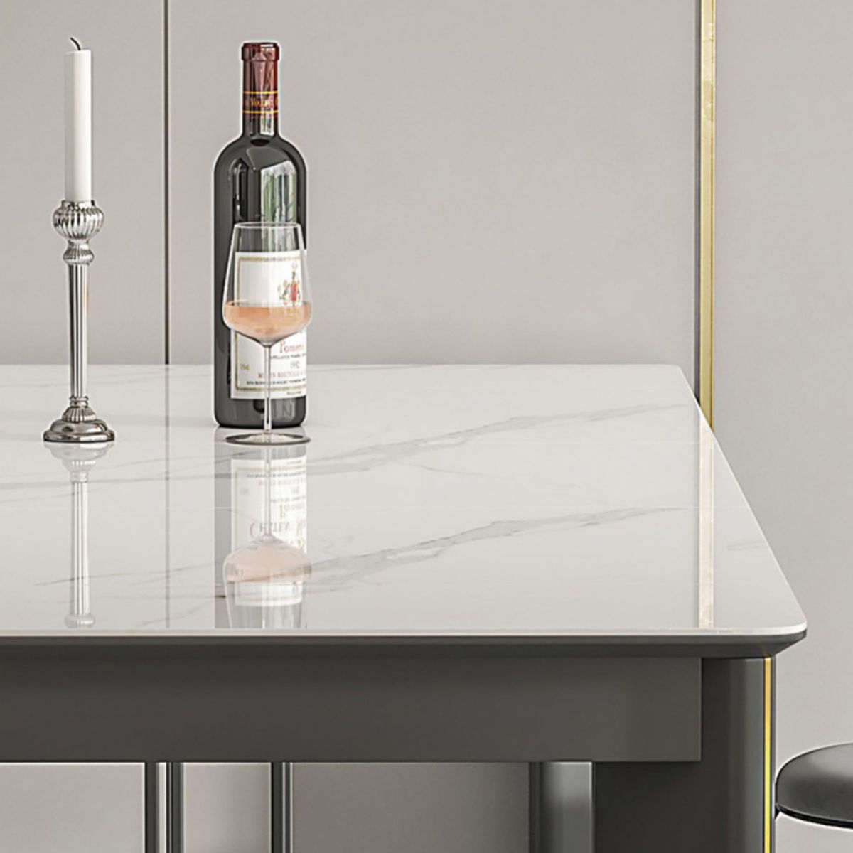 Rectangle Folding Dining Table Wood and Stone Dining Table for Dining Room