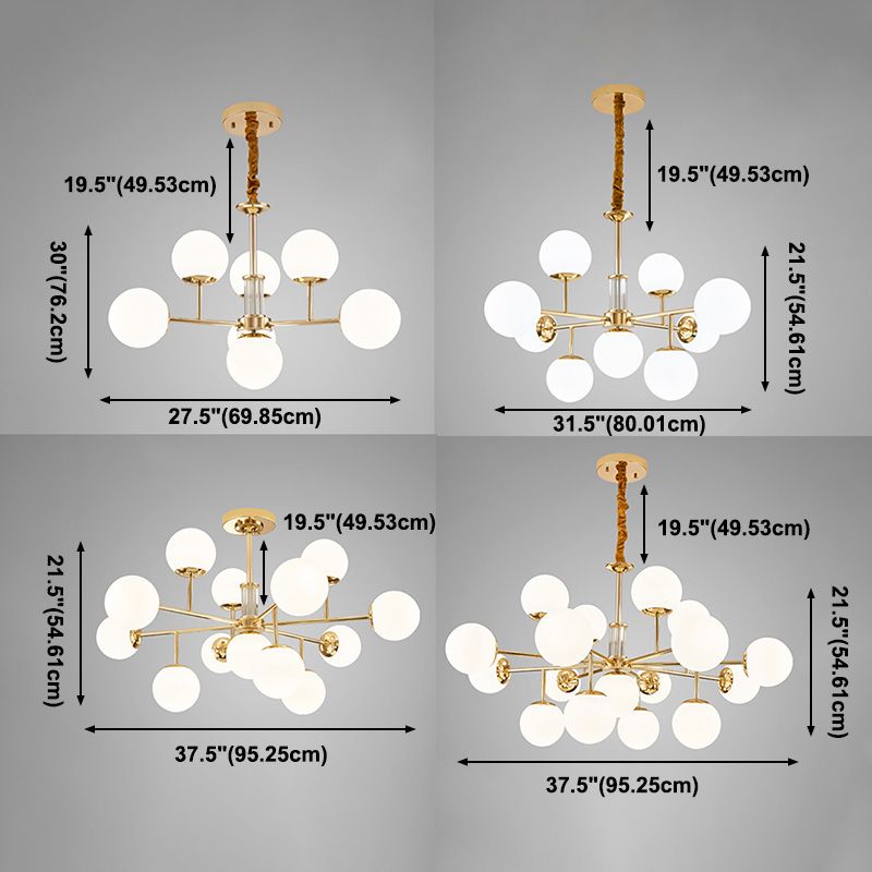 Araña de rama dorada luz colgante de estilo moderno para dormitorio de sala de estar