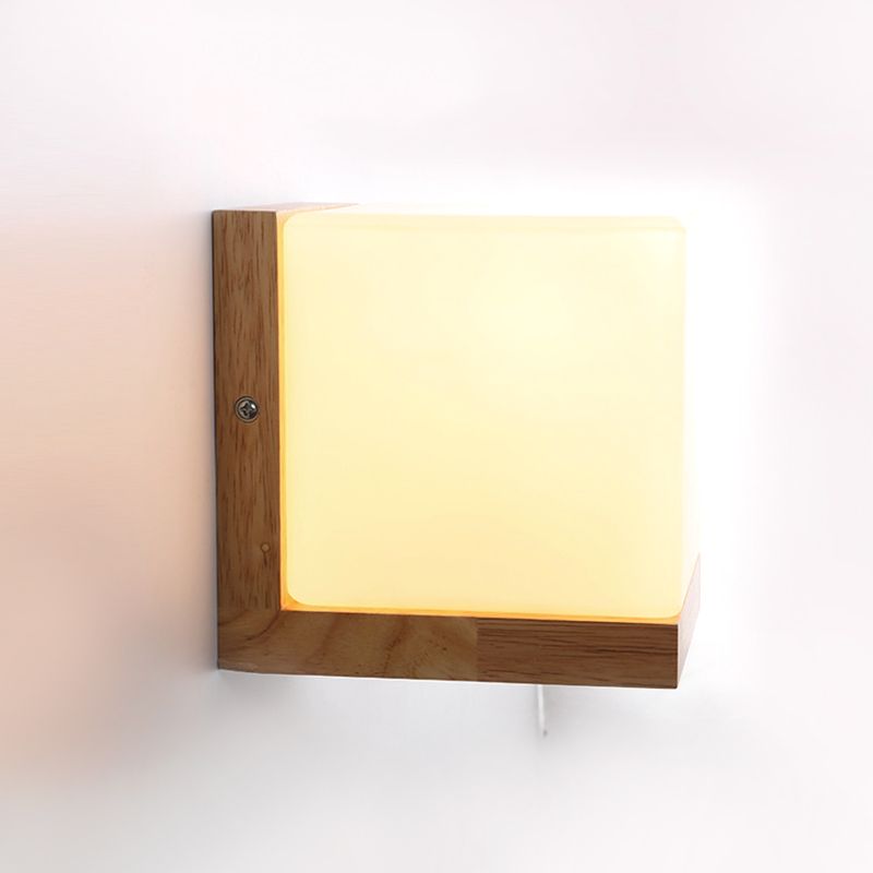 Square Wall Mounted Lamp Modern Simplicity Wood Wall Mount Lamp for Living Room
