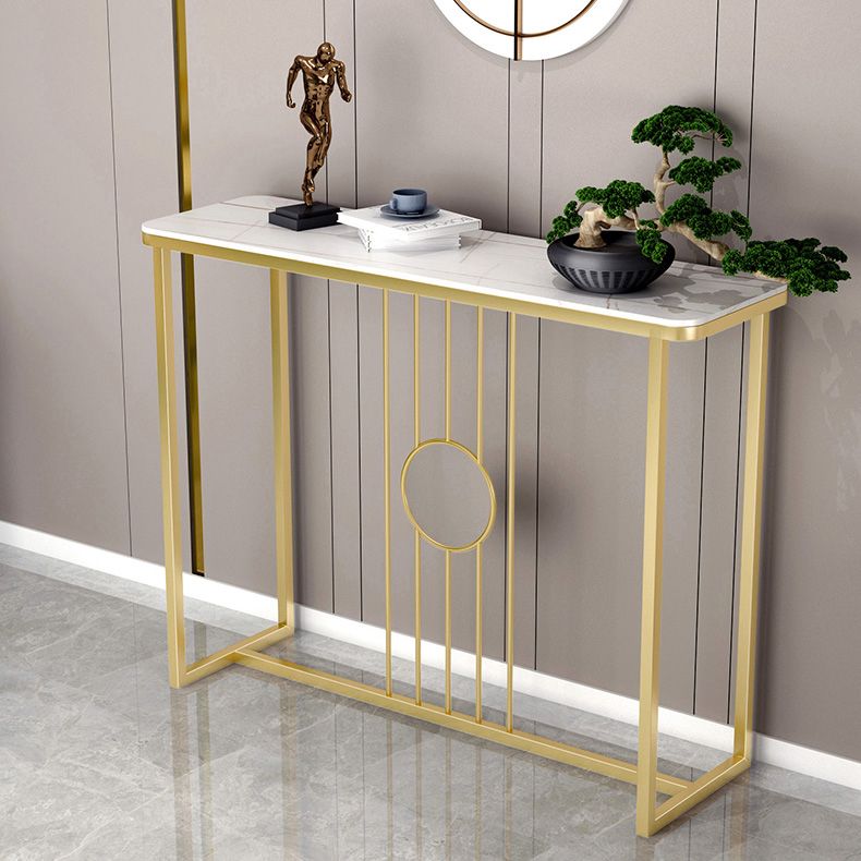 Glam Console Table Antique Finish Console Sofa Table in Stone