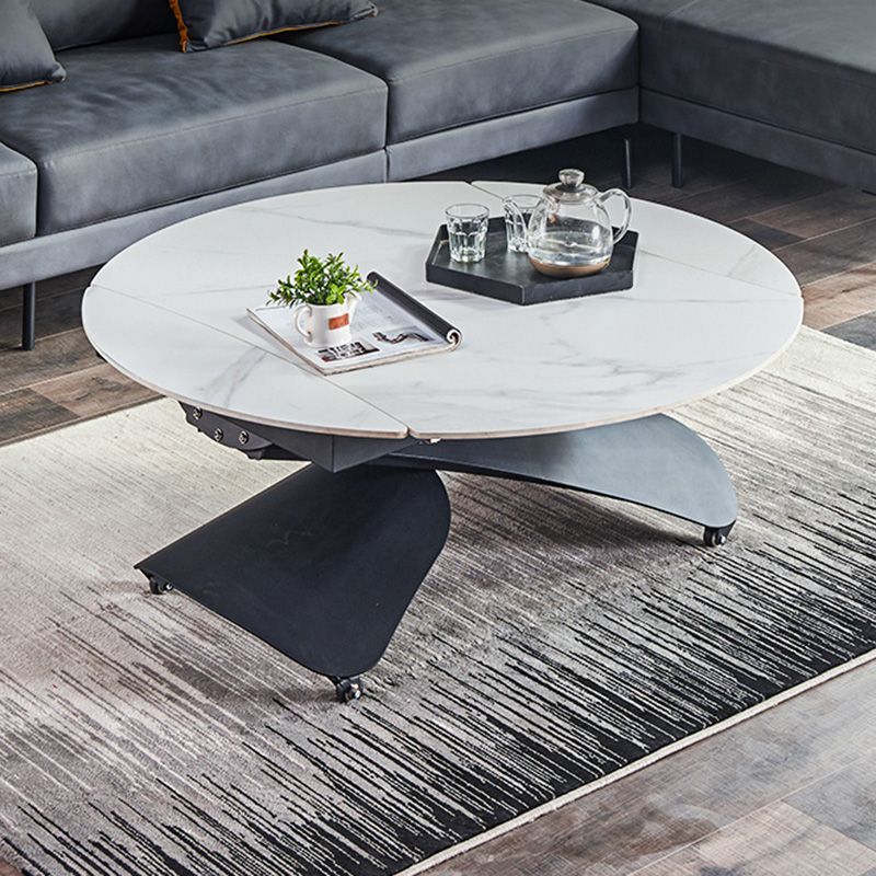 Glam Adjustable Height Coffee Table Slate Cross Legs Cocktail Table