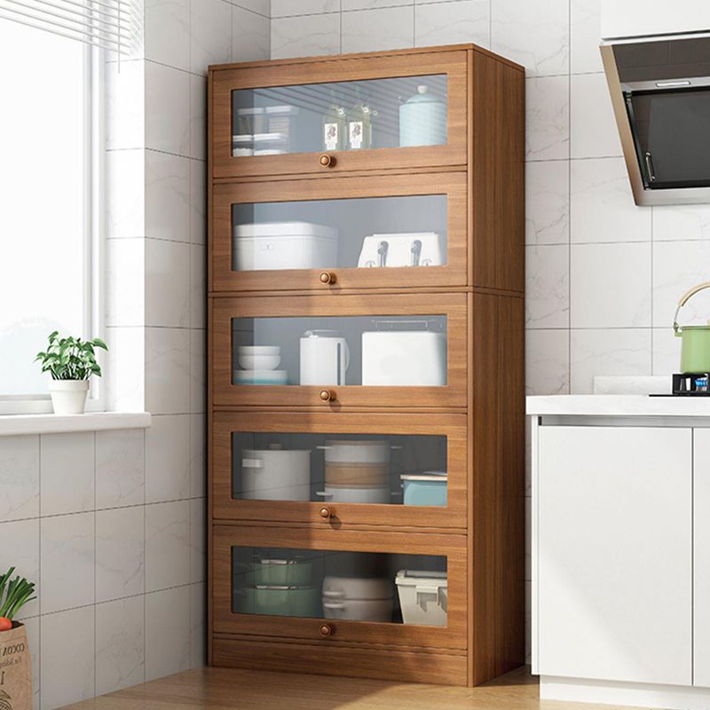 Contemporary Barrister Brown Bookshelf Engineered Wood Closed Back Shelf with Door