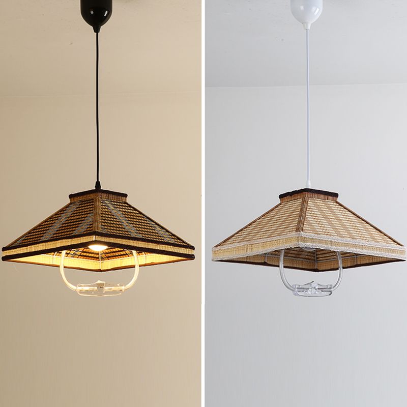 Einziehbarer anheizt leicht asiatischer Bambus 1 Kopf Droplampe für Esszimmer