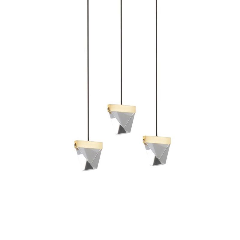 3/6 Lights Gem Multi Ceiling Light Simple Brass Beveled Crystal LED Pendant Lamp Kit in Brass