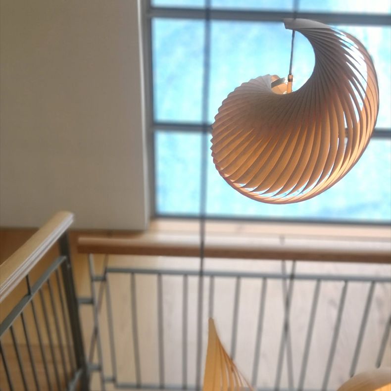 Lumo a sospensione in legno a forma di conchiglia Lampada sospesa per la caffetteria