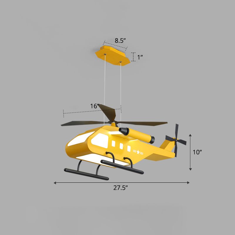 Metalen helikopter kroonluchter lamp kinderstijl led hangend plafondlicht voor jongens slaapkamer