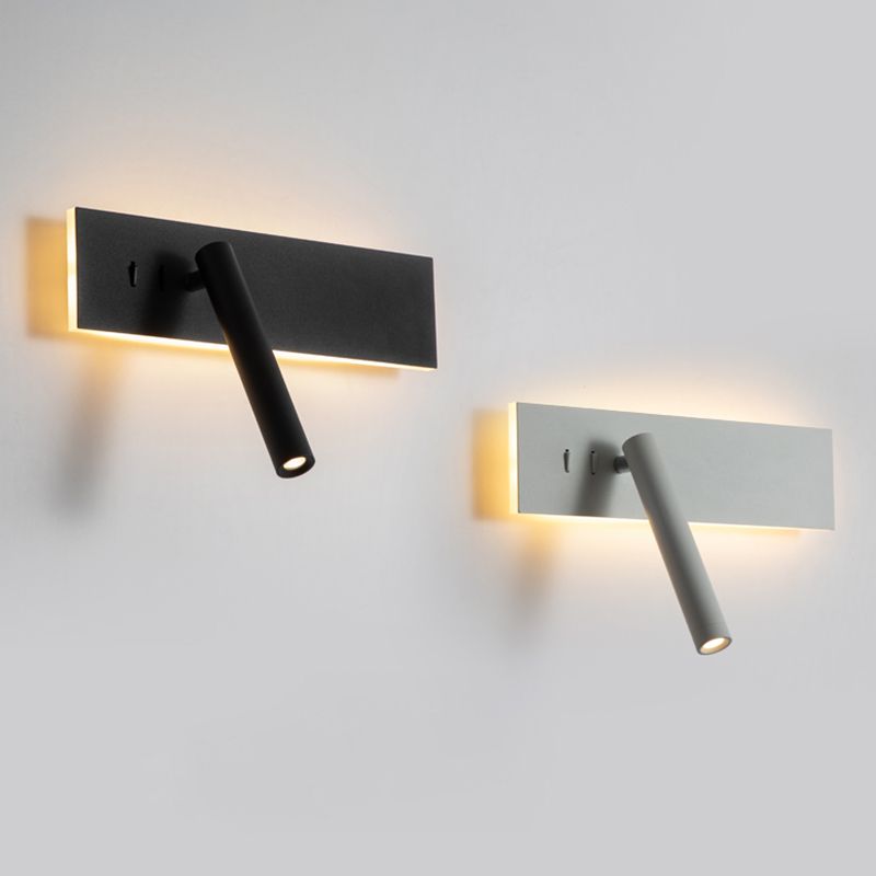 Modern Aluminum Wall Light Rectangle 2 Lights Reading Wall Sconce for Bedroom