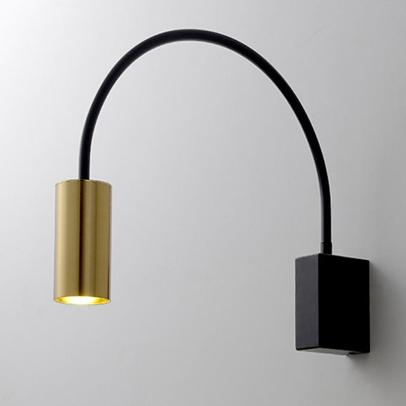 Postmodern 1 Bulb Wall Lamp Flexible Arm Curved Reading Light with Metal Shade