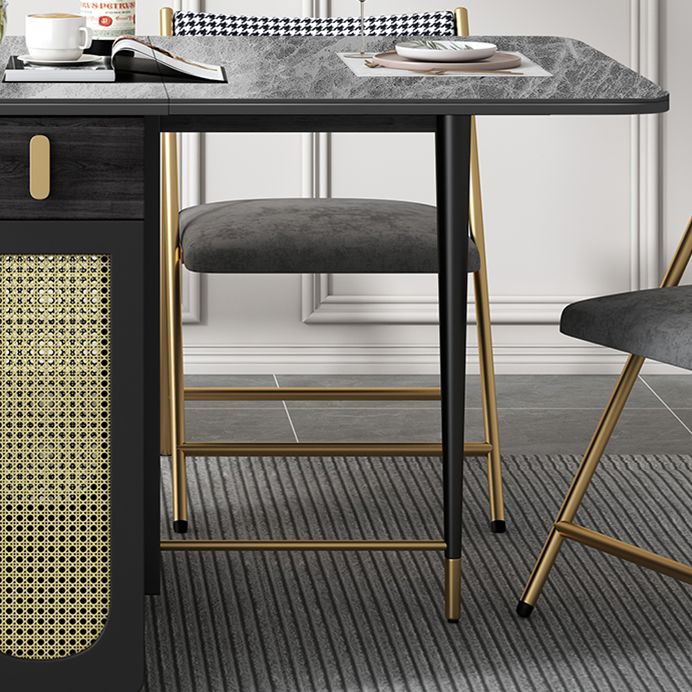 59 '' Mesa de comedor de piedra sinterizada mesa rectángula plegable con base de caballete