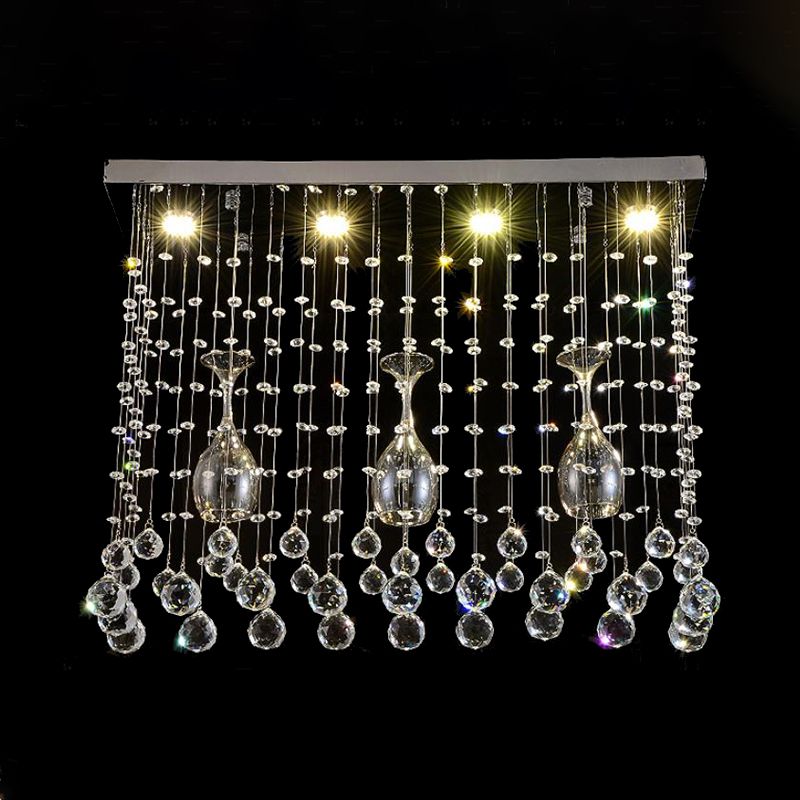 Luminaire encastré chromé LED moderne monté au plafond en cristal incrusté, 25,5 "/ 31,5" / 39 "de long