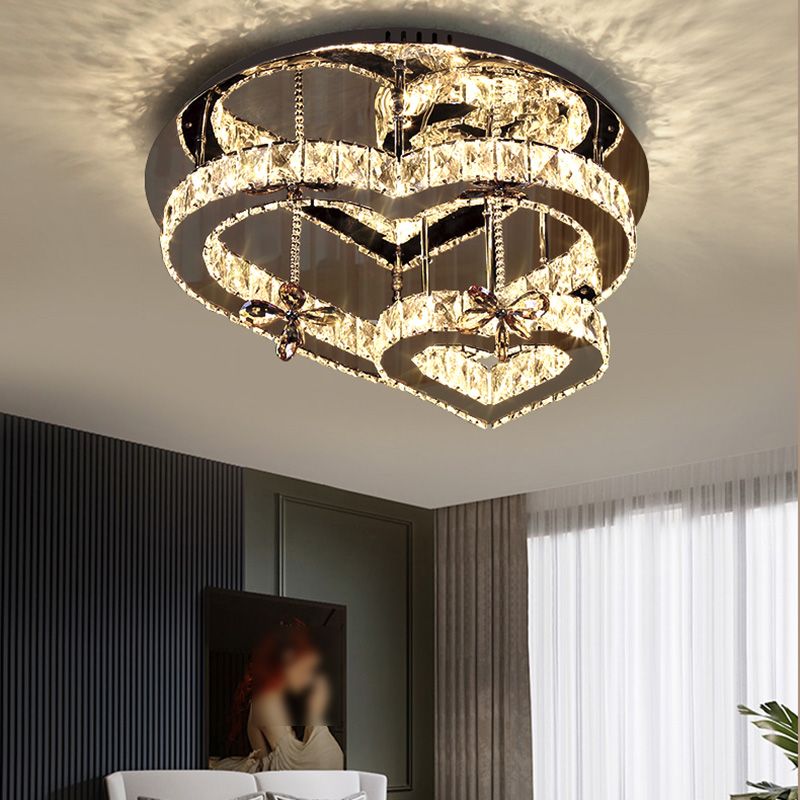 Corazón contemporáneo Flush Lighting Crystal 2 Luz de techo de luz de luz