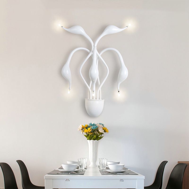 Metal Swan Wall Mount Leichte Nordik 3/5 Lichter Schwarz/weiß/weiße LED -Wandleuchten für Wohnzimmer