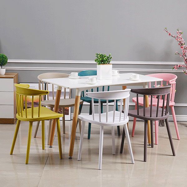 Silla trasera Windsor de estilo moderno, sillones de comedor con patas de plástico para cocina