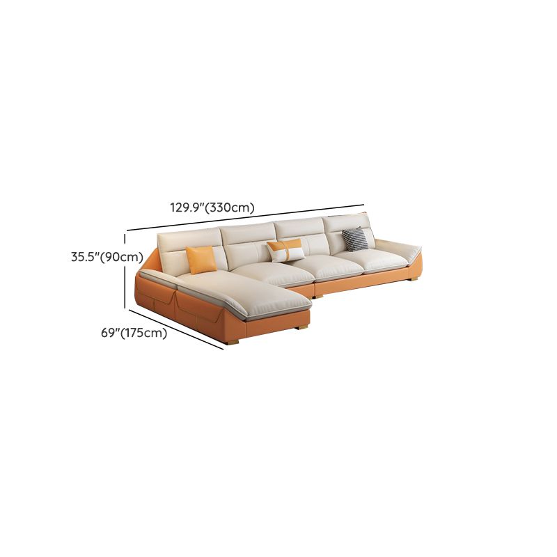 Orange Sectional Sofa 35.43" Tall Faux leather Modular Sofa with Removable Cushions