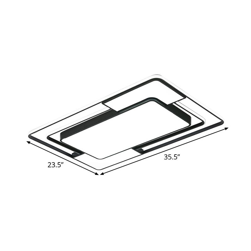 Square/Round/Rectangle Acrylic Ceiling Flush Nordic Black LED Flush Mount Recessed Lighting in White/3 Color Light