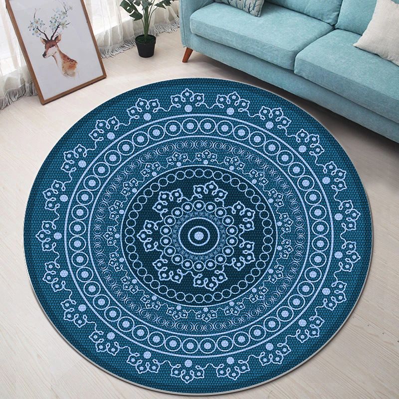 Modern Living Room Area Rug Antique Pattern Polyester Area Carpet Non-Slip Backing Rug