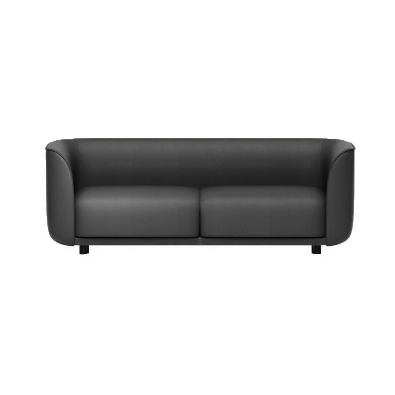 Faux Leather Tuxedo Arm Sofa Contemporary Tight Back Standard Sofa