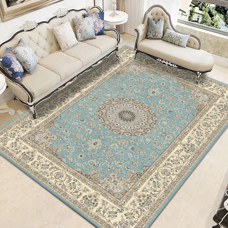 Retro Medallion Print Carpet Polyester Rug Stain Resistant Area Rug for Living Room