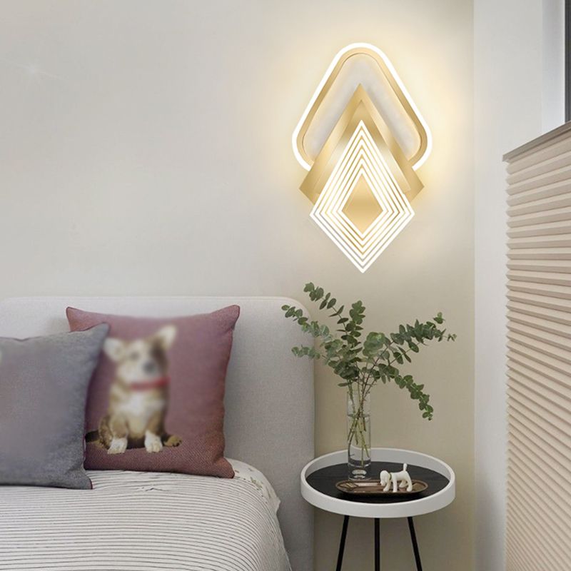 Contemporary LED Wall Mount in Black / Gold Metal Geometric Wall Fixture