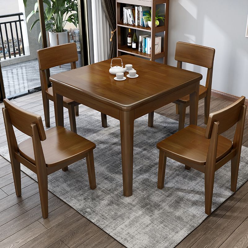 Simple Solid Wood Standard Dining Table Square Shape Kitchen Dining Table with 4 Legs Base
