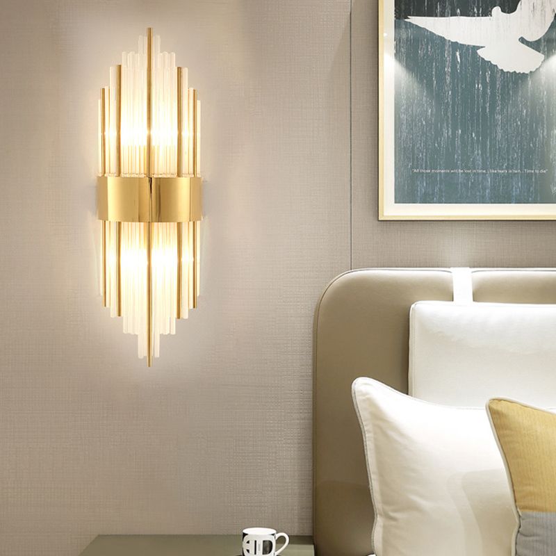 Gold de 2 luces Luz Montada de pared Tubos de estilo moderno Apliques de pared Flexiones de iluminación