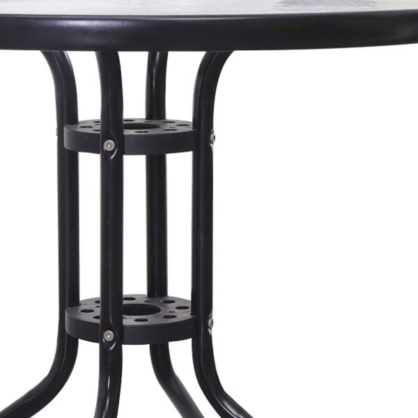 Modern Style Glass Dining Room Dinner Kitchen Table Clear Round Table with Metal Base