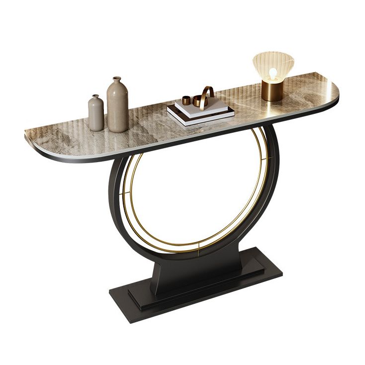 12 Inch Wide Accent Table Half Moon Stone Console Table for Hall