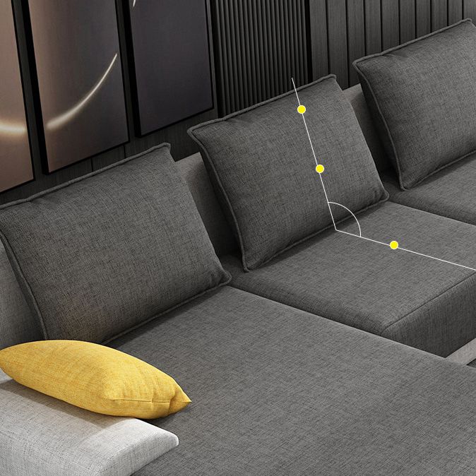 Contemporary Style Seating Pillows Recessed Arm Living Room Stationary Sofa