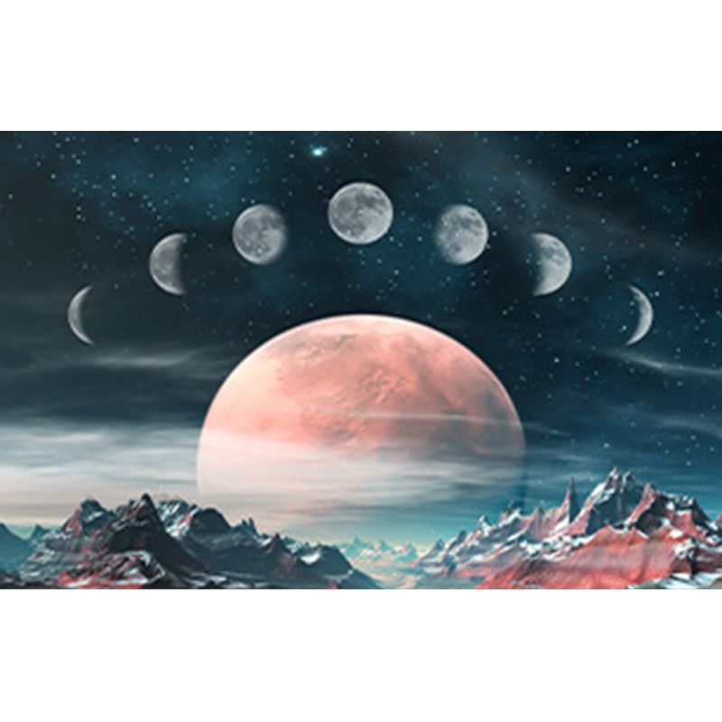 Modern Spacecraft Pattern Rug Polyester Carpet Non-Slip Backing Area Rug for Living Room