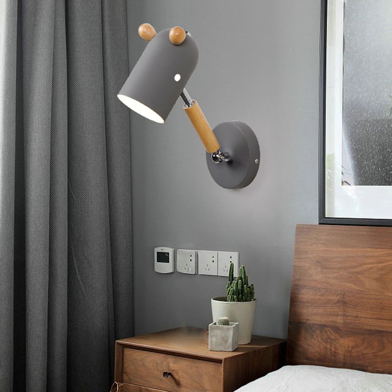 Nordic Deer Wall Lighting Fixture Metal 1 Bulb Bedroom Reading Lamp with Swing Arm